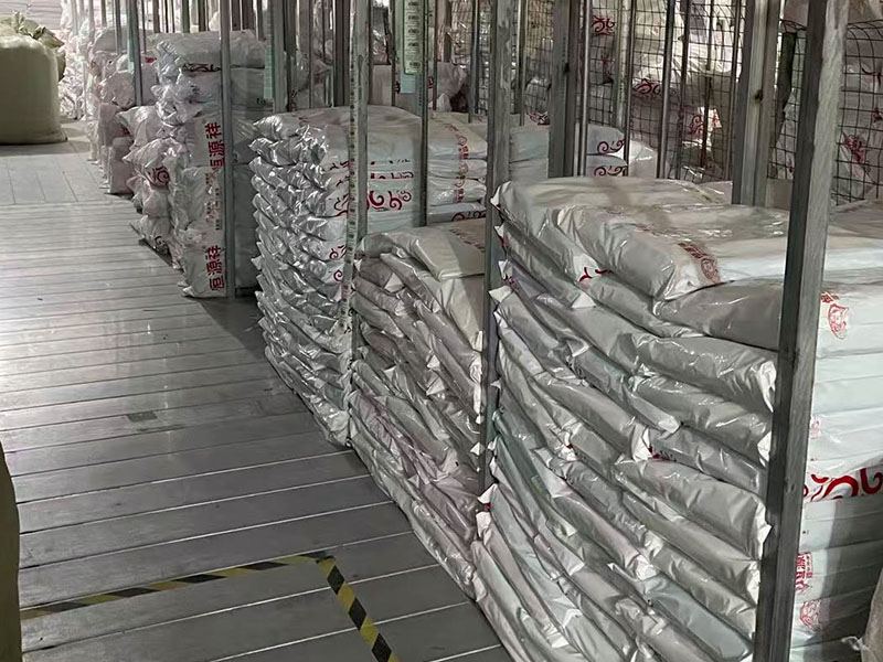 Packed wool bedding storage and order preparation